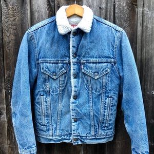 Deadstock Levis Denim and Shearling Jacket Sz 36R